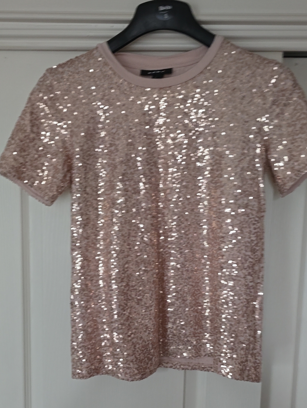 DKNY Sequin Tee in Light Rose